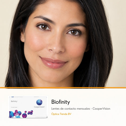 Biofinity – lentes de contacto mensuales CooperVision, modelo mujer