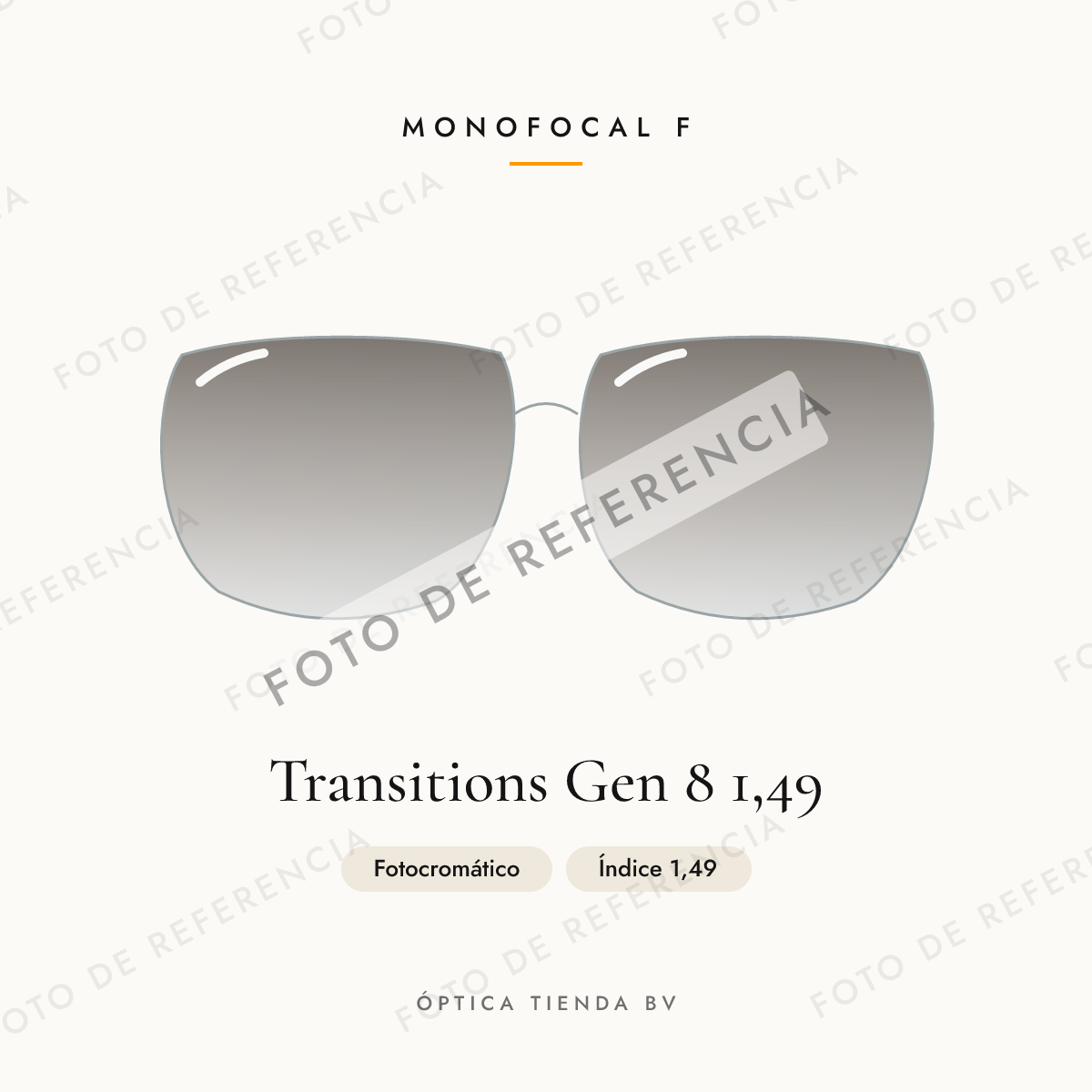 Foto de referencia: Monofocal F Transitions Gen 8 1,49