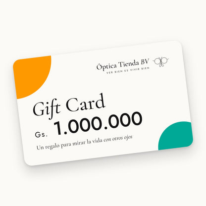 Gift Card Óptica Tienda BV de Gs. 1.000.000, vista inclinada